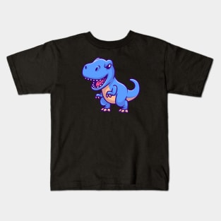 Cute Blue Tyrannosaurus Rex Kids T-Shirt